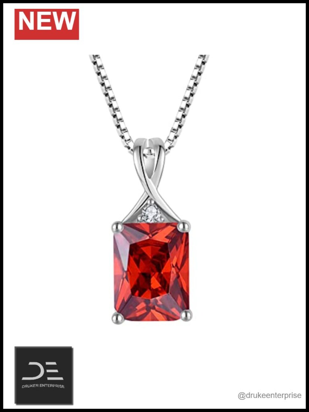 925 Sterling Silver January Garnet CZ Pendant Necklace